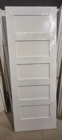 30" x 80" Primed 5-Panel Solid Wood Shaker Style Interior Slab Door MDF (Paint Grade)