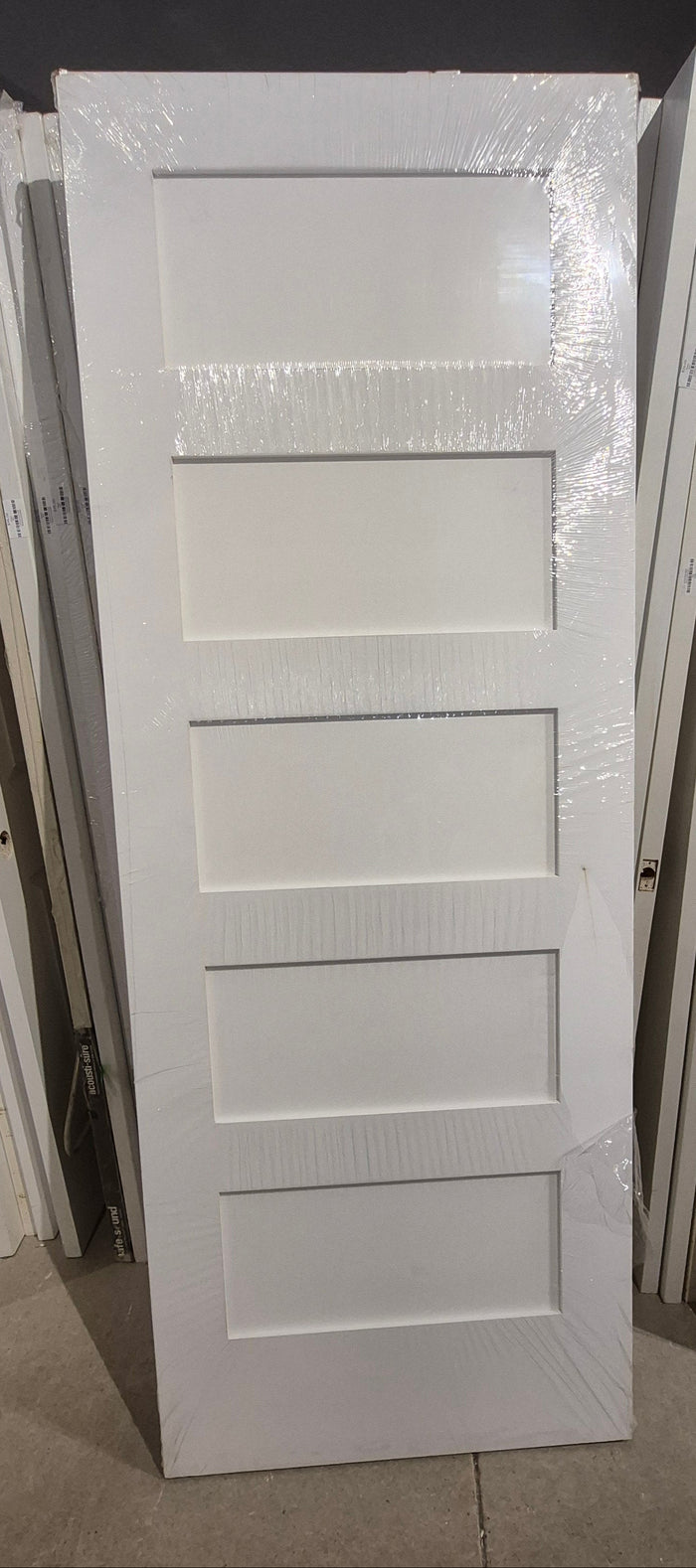 30" x 80" Primed 5-Panel Solid Wood Shaker Style Interior Slab Door MDF (Paint Grade)