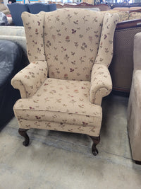 Light Tan Floral Wingback Chair