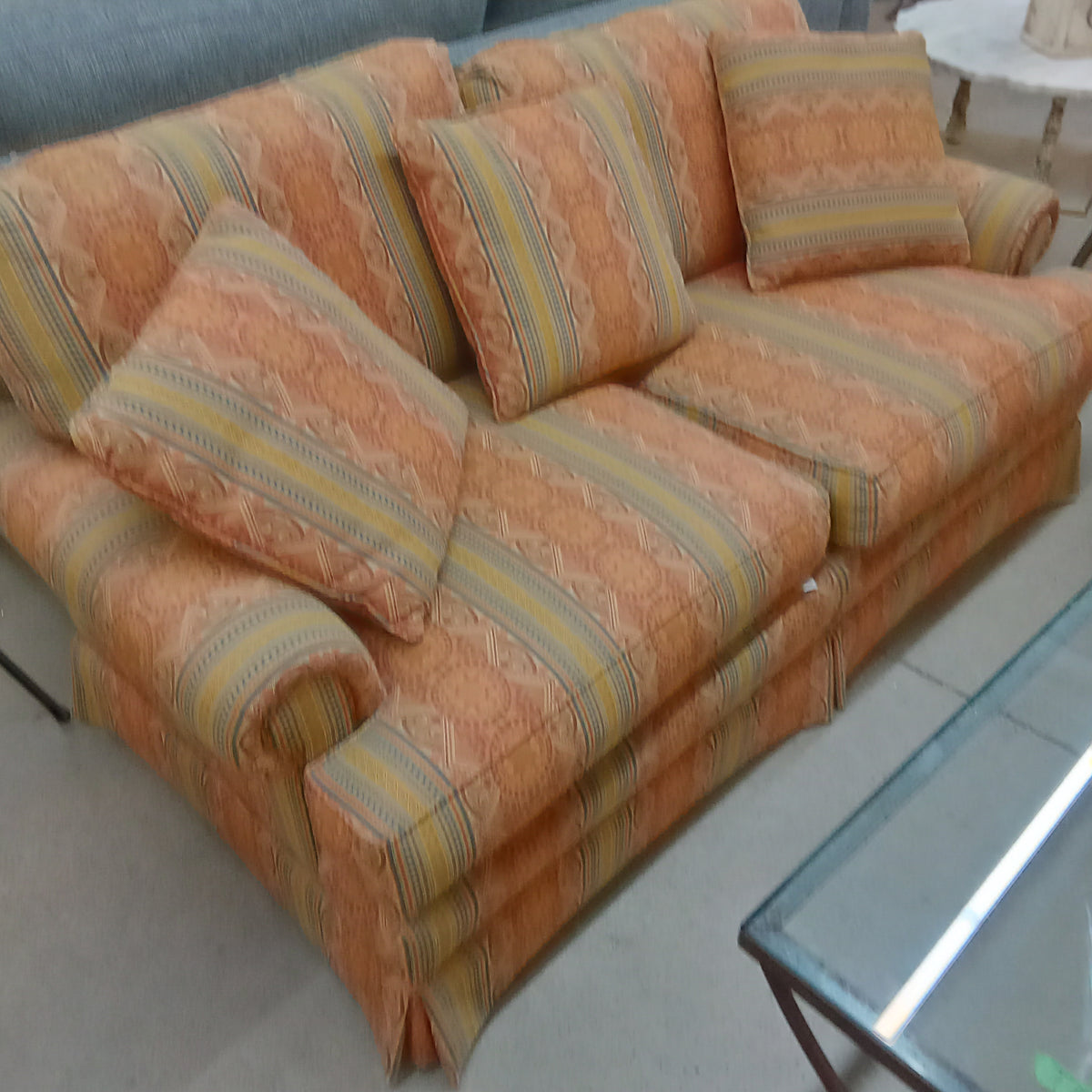 68"W Love Seat in Striped Fabric