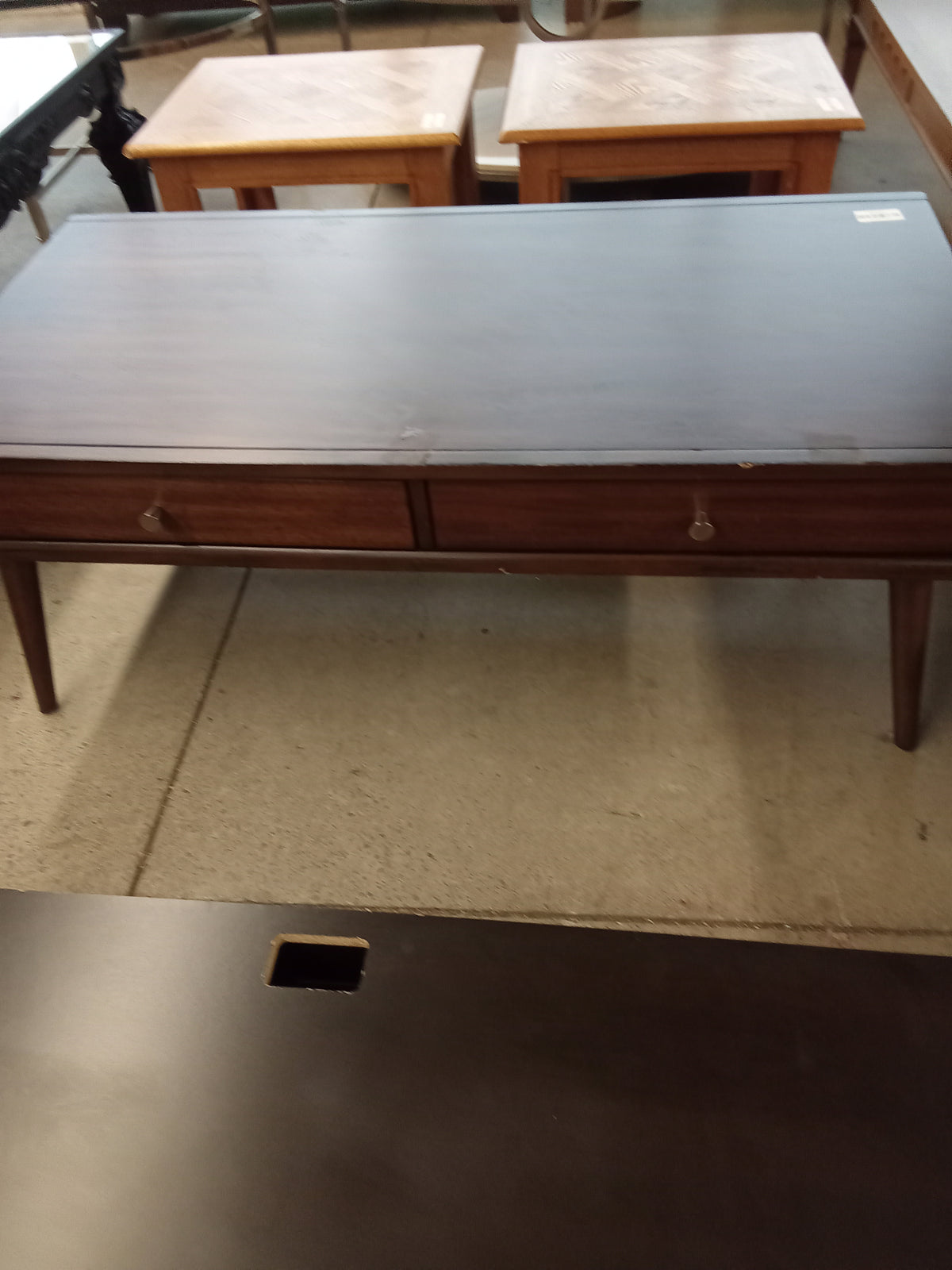 48"W Wooden Coffee Table with Two Drawers