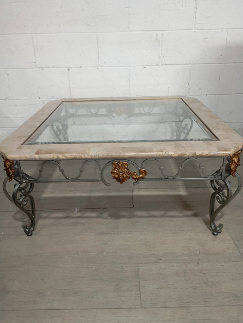 Beautiful Glass and Marble Top Coffee Table