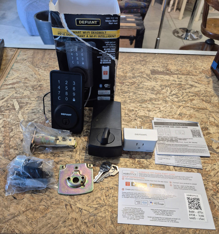 Square Matte Black Smart Electronic Wi-Fi Deadbolt Works with Google Home & Amazon Alexa Powered by Hubspace