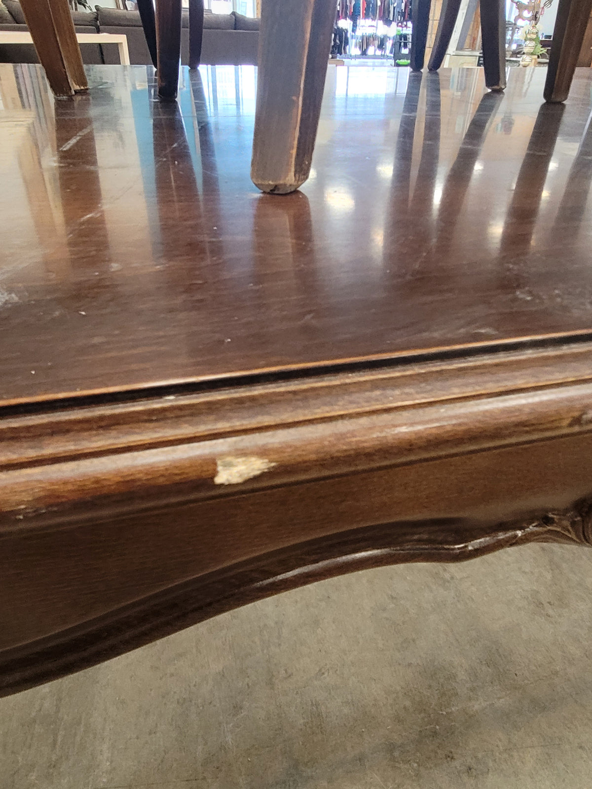 Long Traditional Dining Set W/ Dark Wood Finish