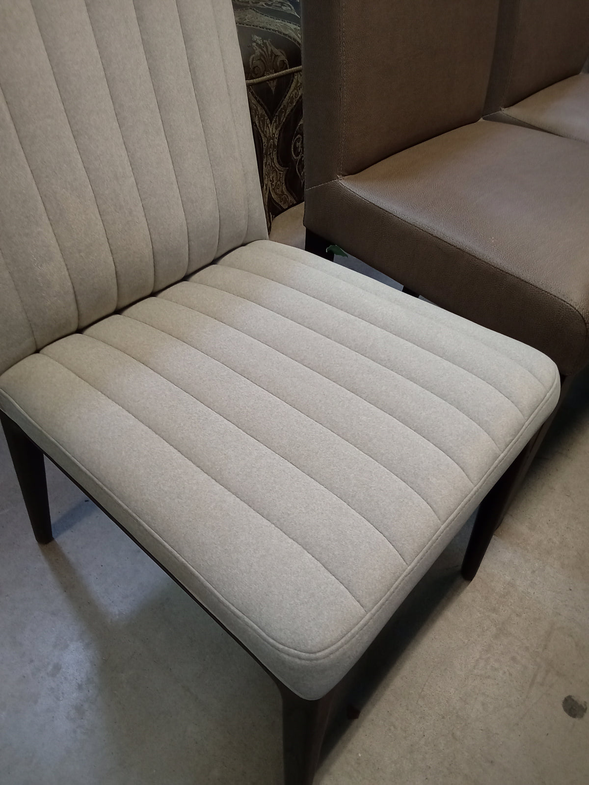 18"W Grey Flannel Style Fabric Chair with Wooden Legs