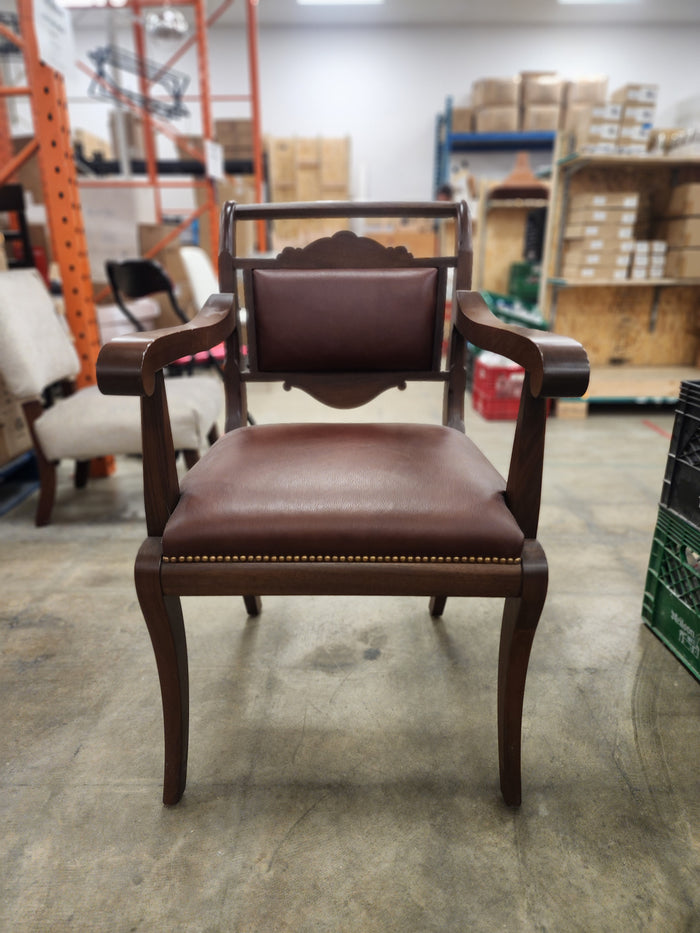 Vintage Style Dark Wood & Leather Chair