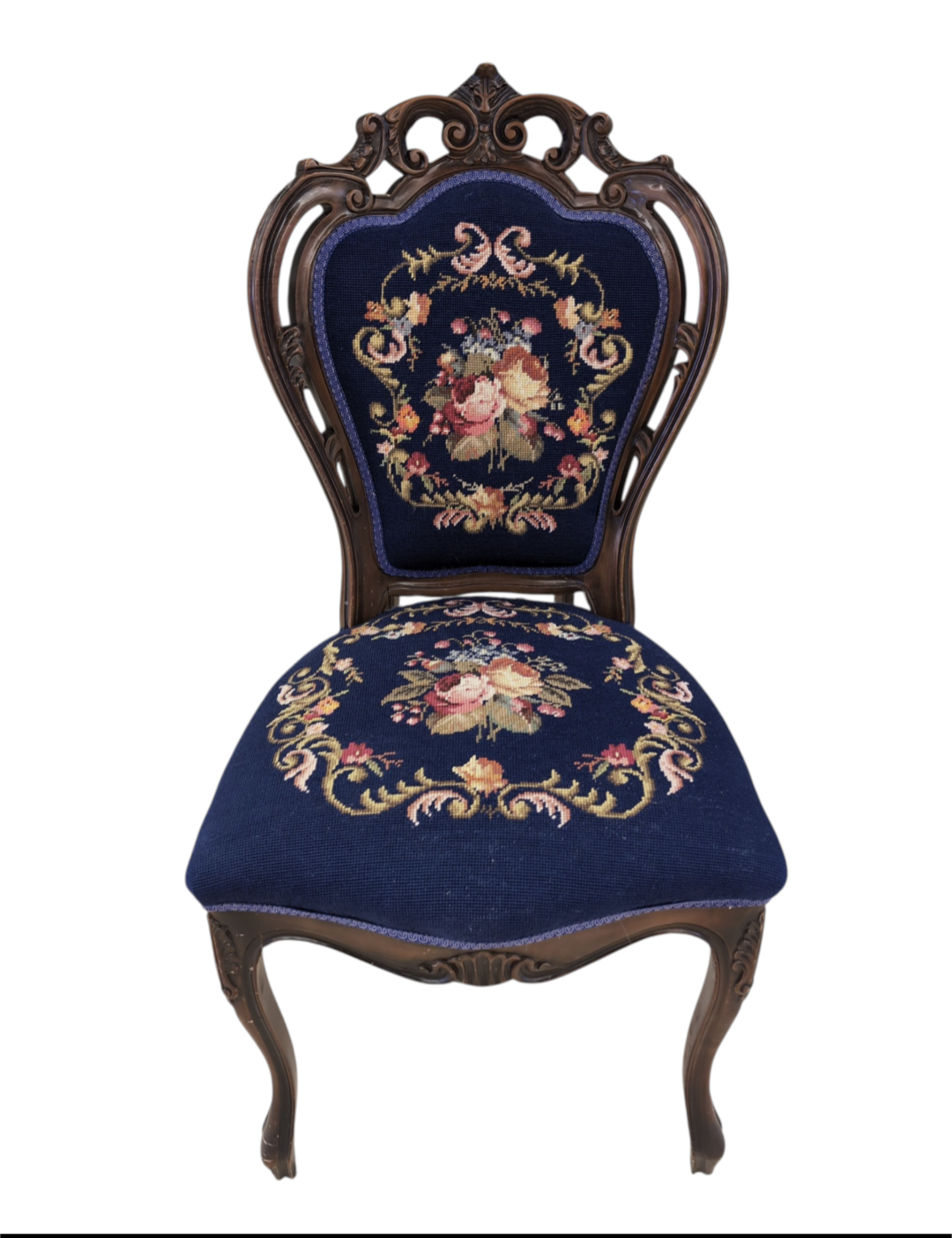 Antique Needlepoint Accent Chair
