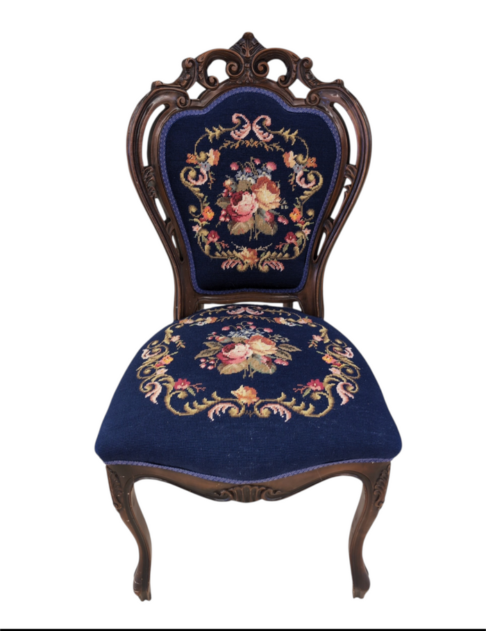 Antique Needlepoint Accent Chair