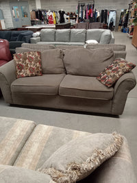 82"W Brown Fabric Love Seat