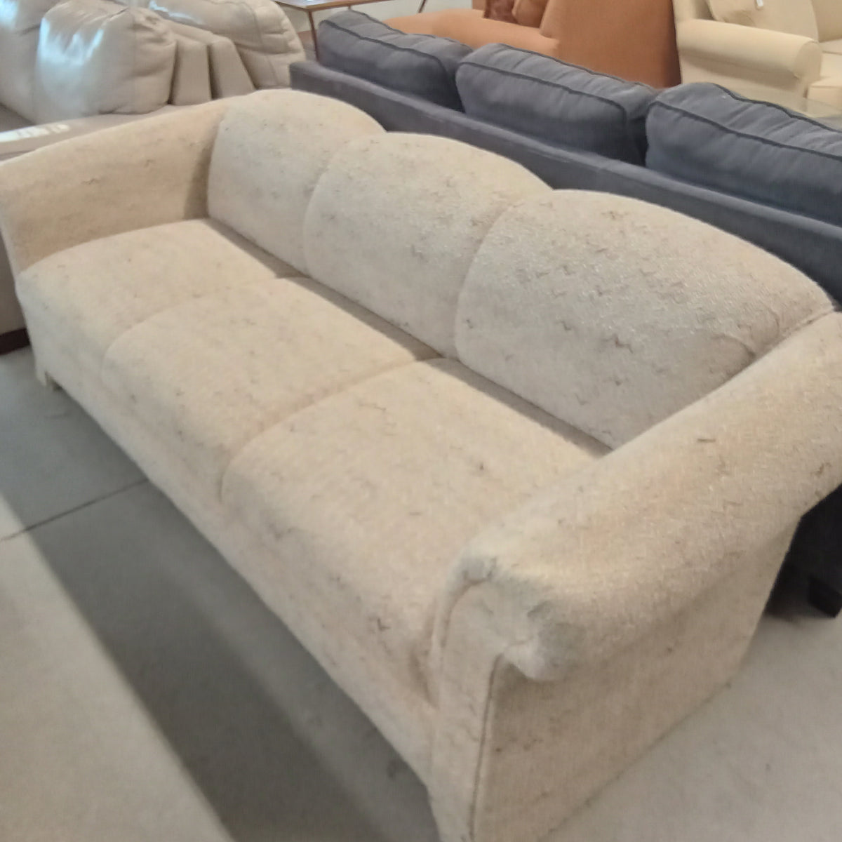 84"W 3-Seat Sofa in Beige Fabric