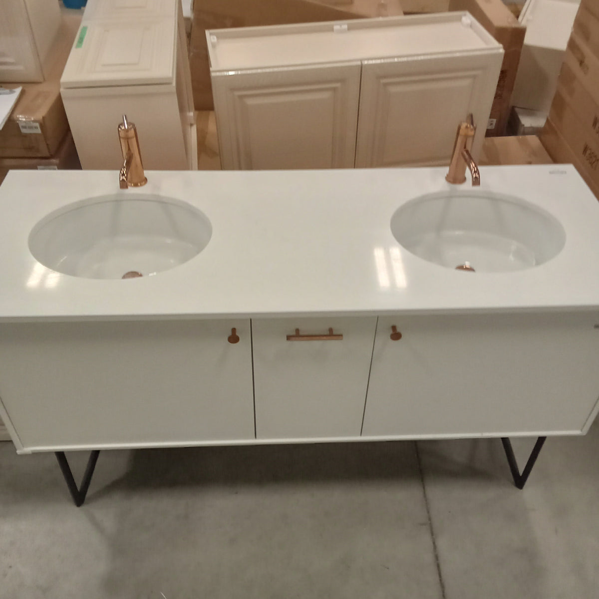 61.5"W Double Sink Vanity with Faucets