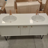 61.5"W Double Sink Vanity with Faucets