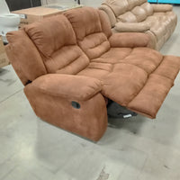 66"W Recliner Love Seat in Brown Faux Suede