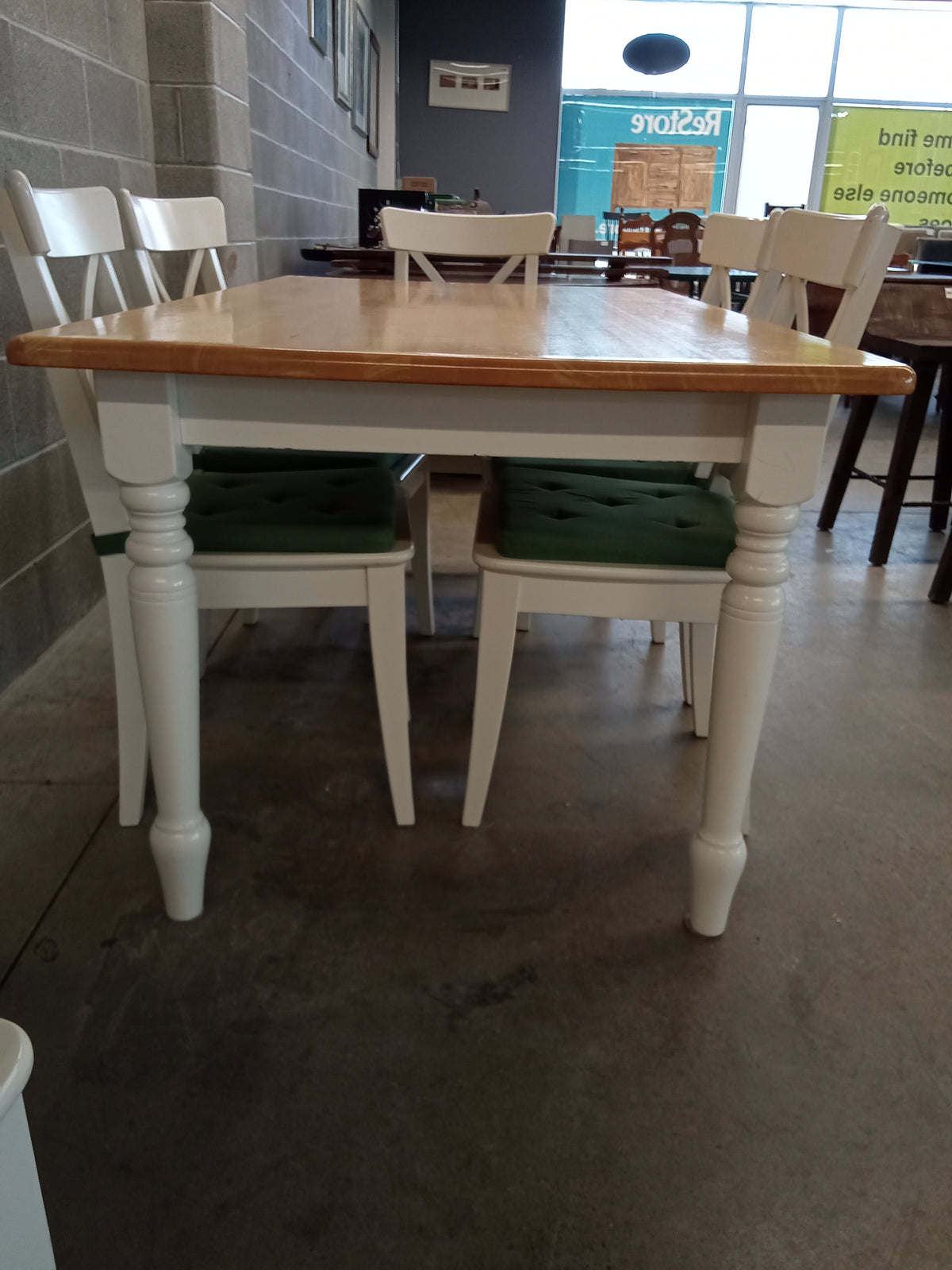 60"W Solid Wood Dining Set with 6 Chairs