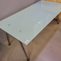 63"W Dining Table with Frosted Glass Top