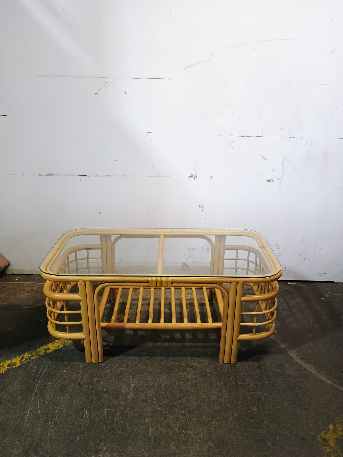 Wicker Coffee table with Glass Top