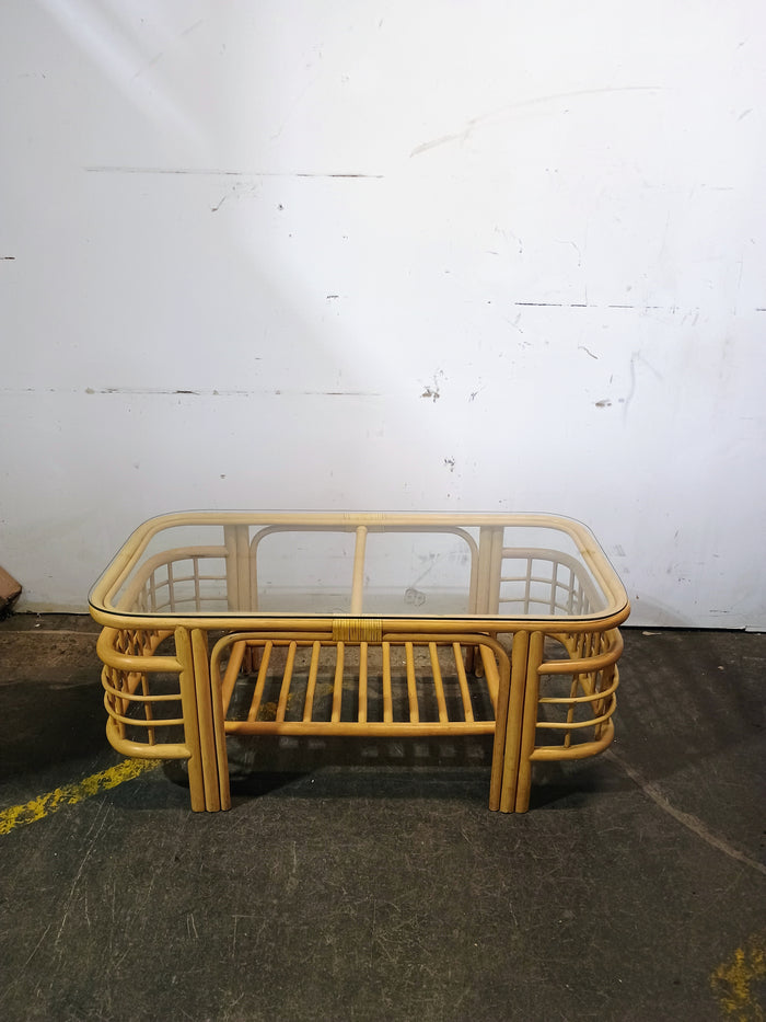 Wicker Coffee table with Glass Top