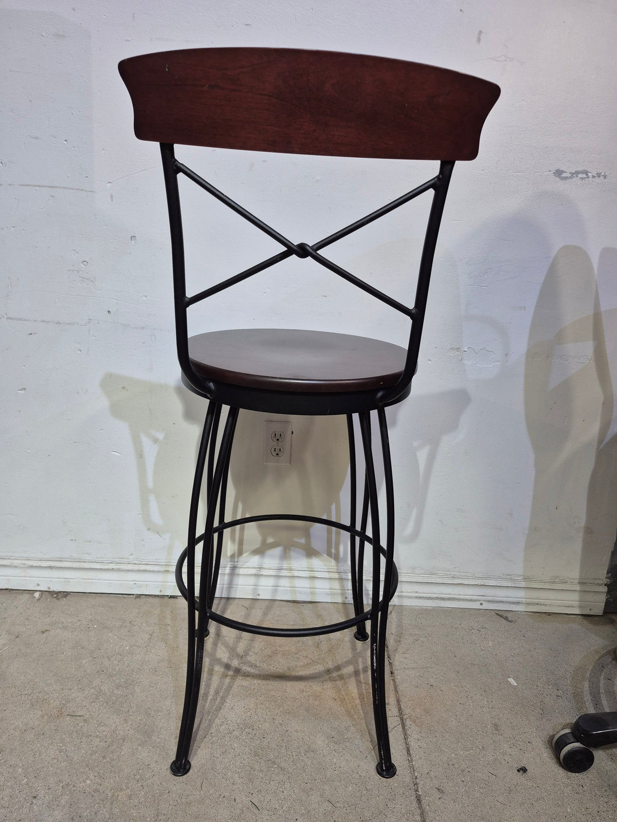 Metal and Wood Swivel Bar Stool