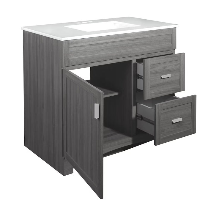 Rocara 37-inch Bathroom Vanity in Grey w/ Stone Top