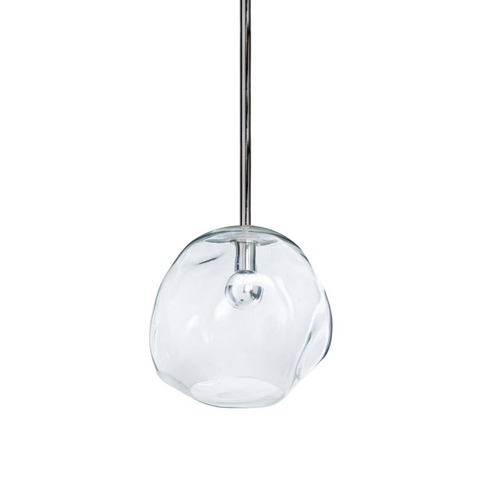 Detroit 1-Light Large Molten Glass Globe Pendant with Nickel Pipe