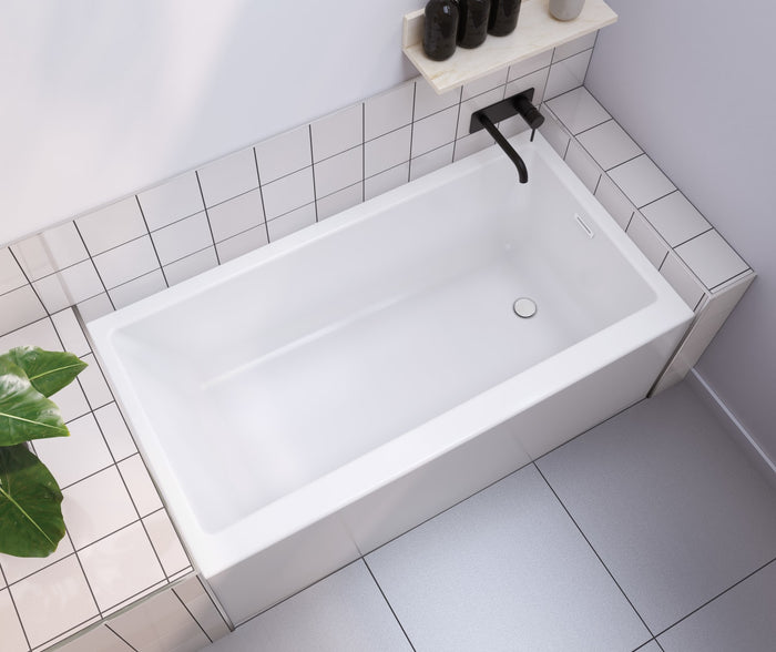 Rubix 6030 AFR Acrylic Alcove Right-Hand Drain Bathtub in White