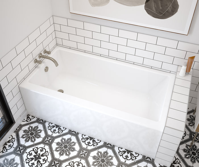 Rubix 6032 Acrylic Alcove Left-Hand Drain Bathtub in White