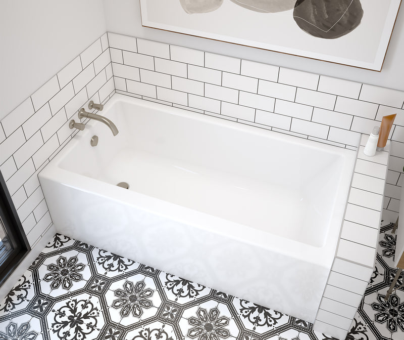Rubix 6032 Acrylic Alcove Left-Hand Drain Bathtub in White