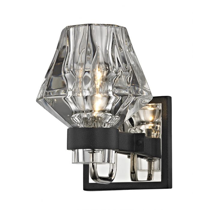 Troy 1 Light Glass Black Sconce