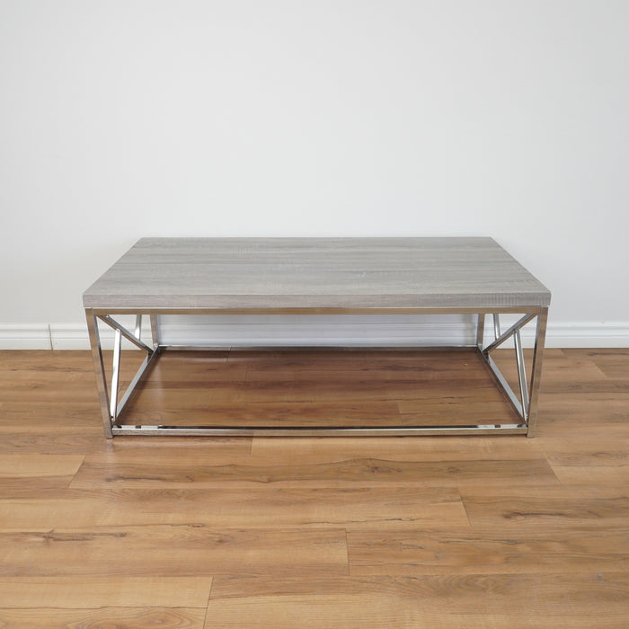 Semy 47-inch Wood Top Metal Frame Coffee Table in Grey