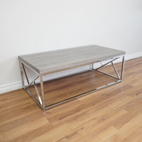 Semy 47-inch Wood Top Metal Frame Coffee Table in Grey