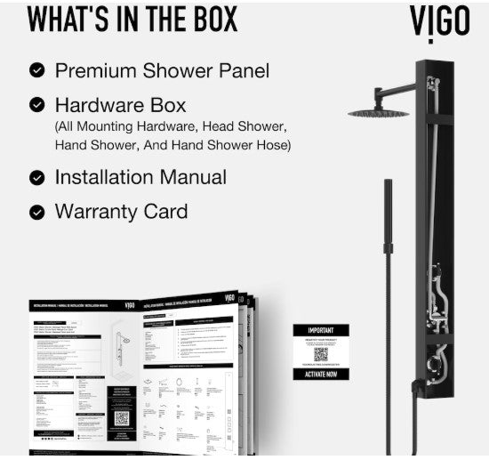 VIGO Gardenia 39" 2-Jet Shower Wall Panel System