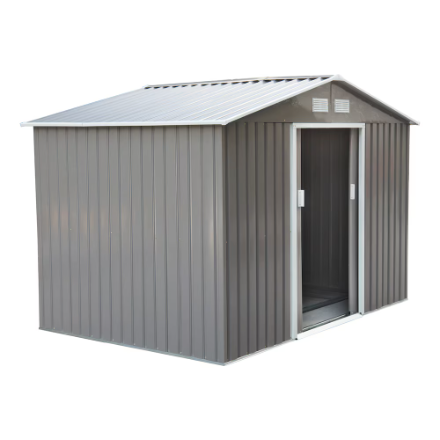 Outsunny 9x6ft Garden Storage Shed Metal Storage House w/ Floor Foundation Patio Steel
