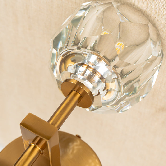 Modern Brass Wall Sconces w/ Crystal Globe Lampshade