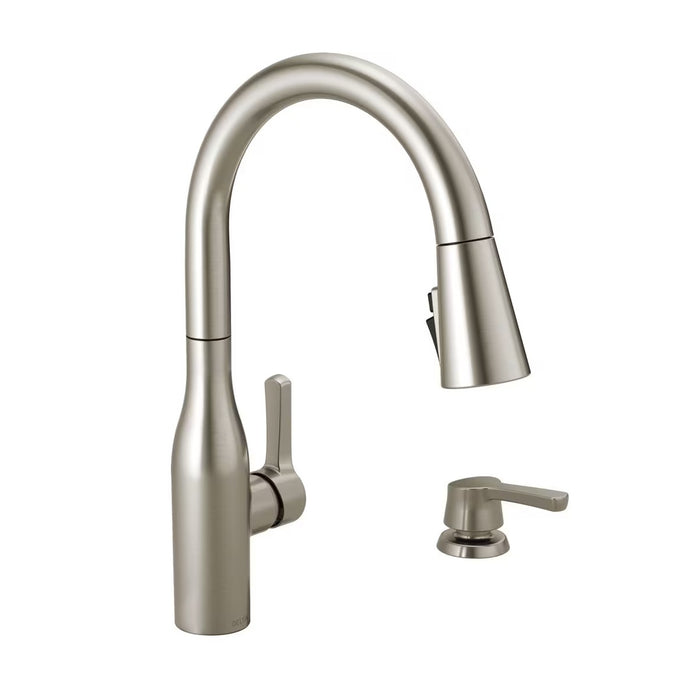 Single-Handle Pull-Down Sprayer Faucet & Soap Dispenser in Stainless Steel