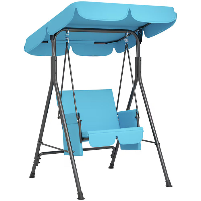 Outsunny 1-Seat Patio Swing Chair with Adjustable Canopy and Cushion