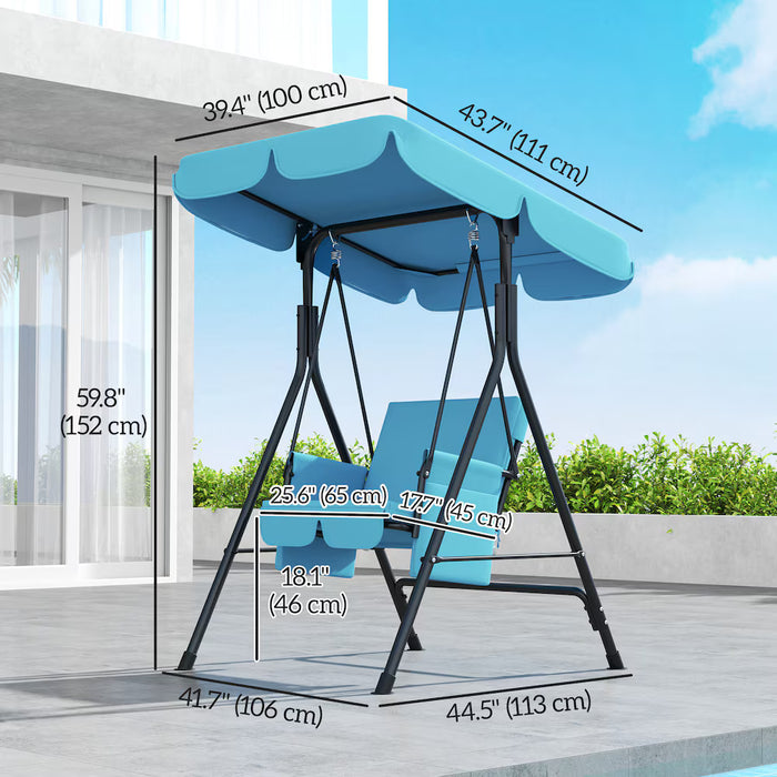 Outsunny 1-Seat Patio Swing Chair with Adjustable Canopy and Cushion