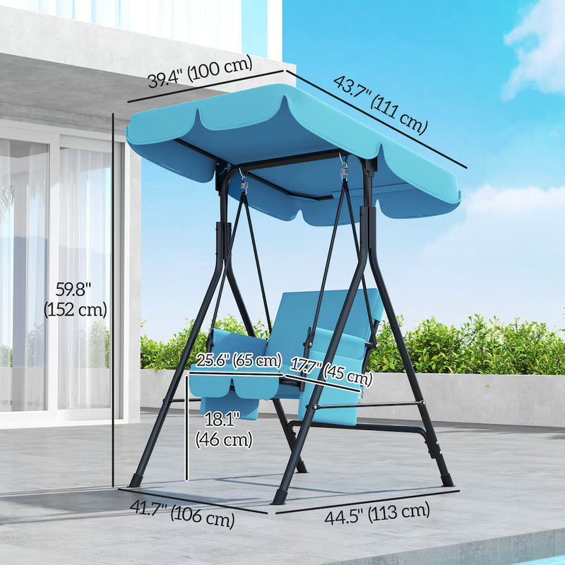 Outsunny 1-Seat Patio Swing Chair with Adjustable Canopy and Cushion