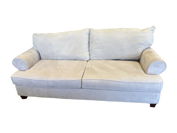 89-Inch Taupe Suede Sofa
