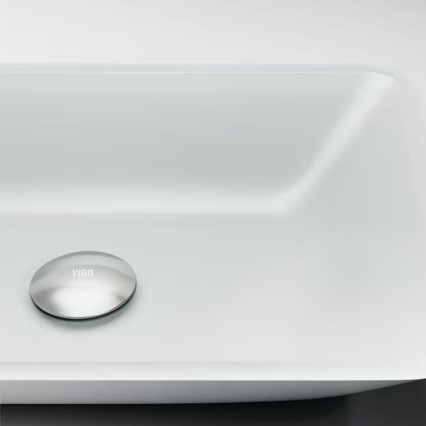 18-inch Modern Glass Rectangular Vessel Bathroom Sink in White