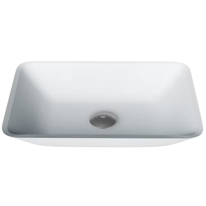 18-inch Modern Glass Rectangular Vessel Bathroom Sink in White