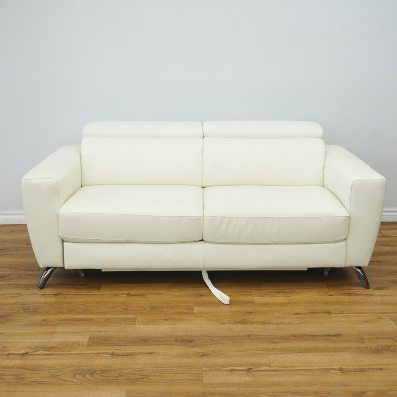 Stelvio 73-inch W Leather 2-Seat Wide Sofa Ottoman in White