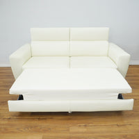 Stelvio 73-inch W Leather 2-Seat Wide Sofa Ottoman in White