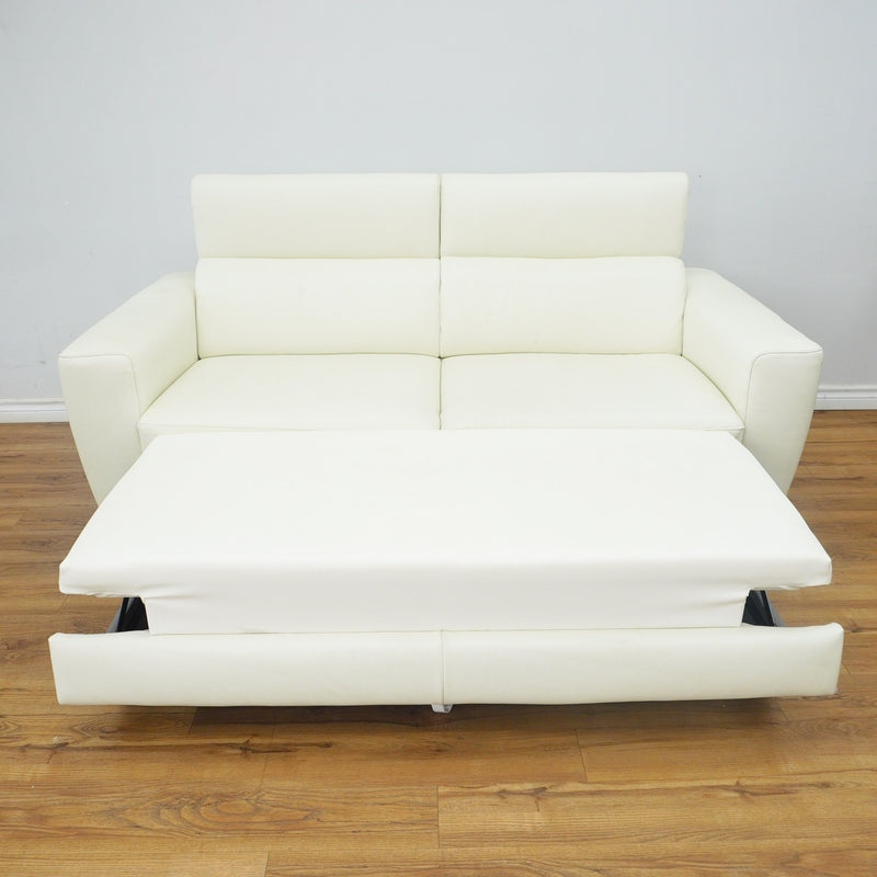 Stelvio 73-inch W Leather 2-Seat Wide Sofa Ottoman in White