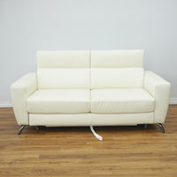 Stelvio 73-inch W Leather 2-Seat Wide Sofa Ottoman in White