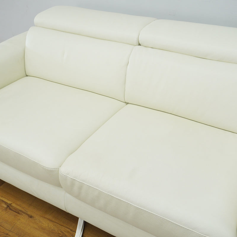 Stelvio 73-inch W Leather 2-Seat Wide Sofa Ottoman in White