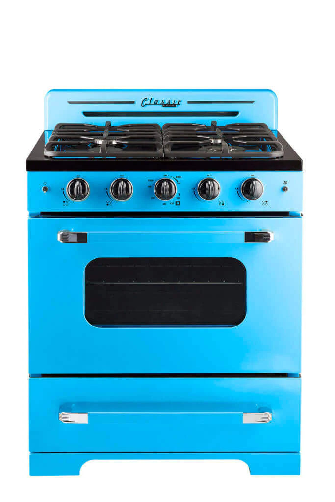 Classic Retro 30-inch Gas Range w/ Convection Oven - Robin Egg Blue