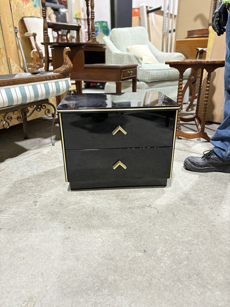 20-Inch Black & Gold Bedside Table
