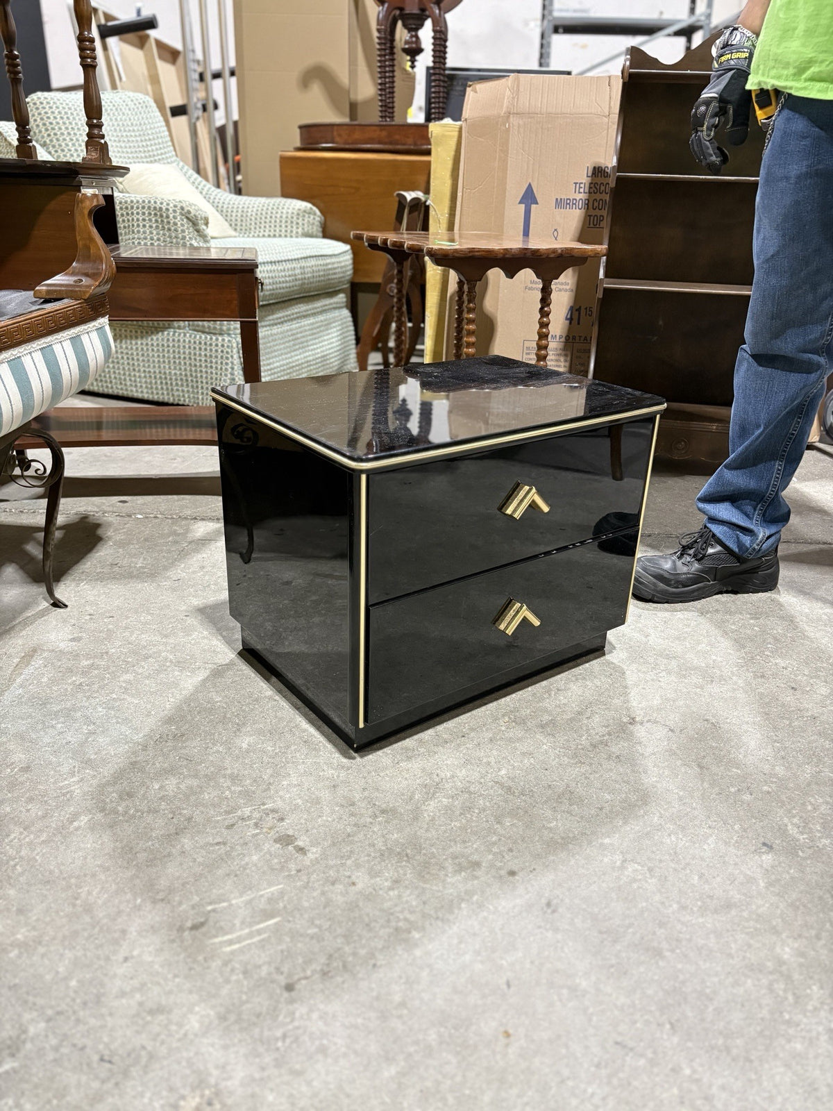 20-Inch Black & Gold Bedside Table