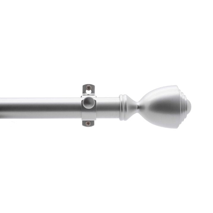 Tailor & Taylor 1‑Inch Adjustable Curtain Rod Set – Silver – 36 to 72-inch