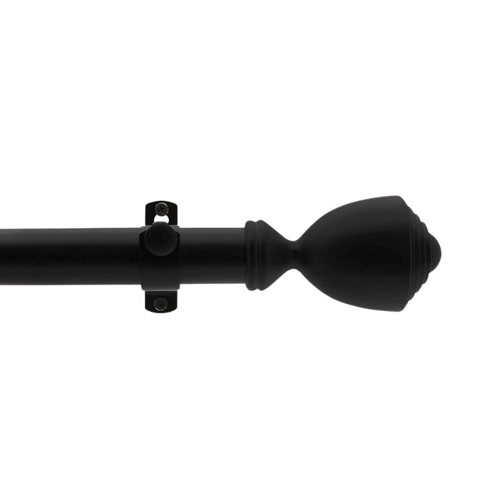 Tailor & Taylor 1‑Inch Adjustable Curtain Rod Set – Black – 36 to 72-inch